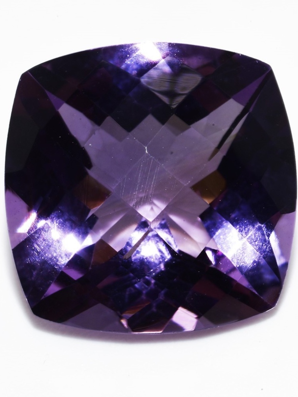 $800 9.51CT Loose Natural Amethyst Gem, Checkerboard Cushion Cut 14.09x14.06MM